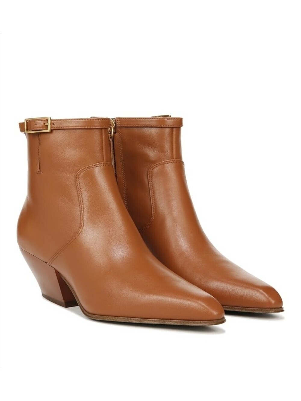 Franco Sarto Women's Amber Snip Toe Western Booties Size 8.5 Brown Leather Zip